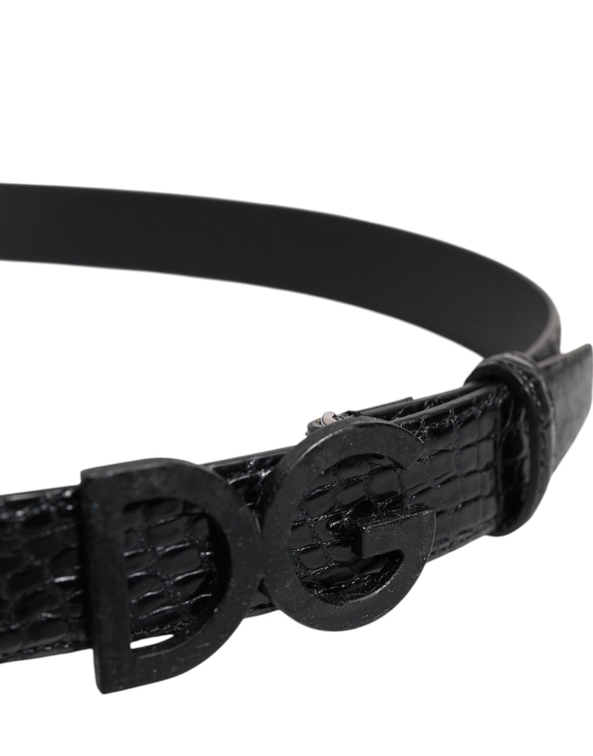 Dolce & Gabbana Black Leather Classic Metal DG Buckle Belt