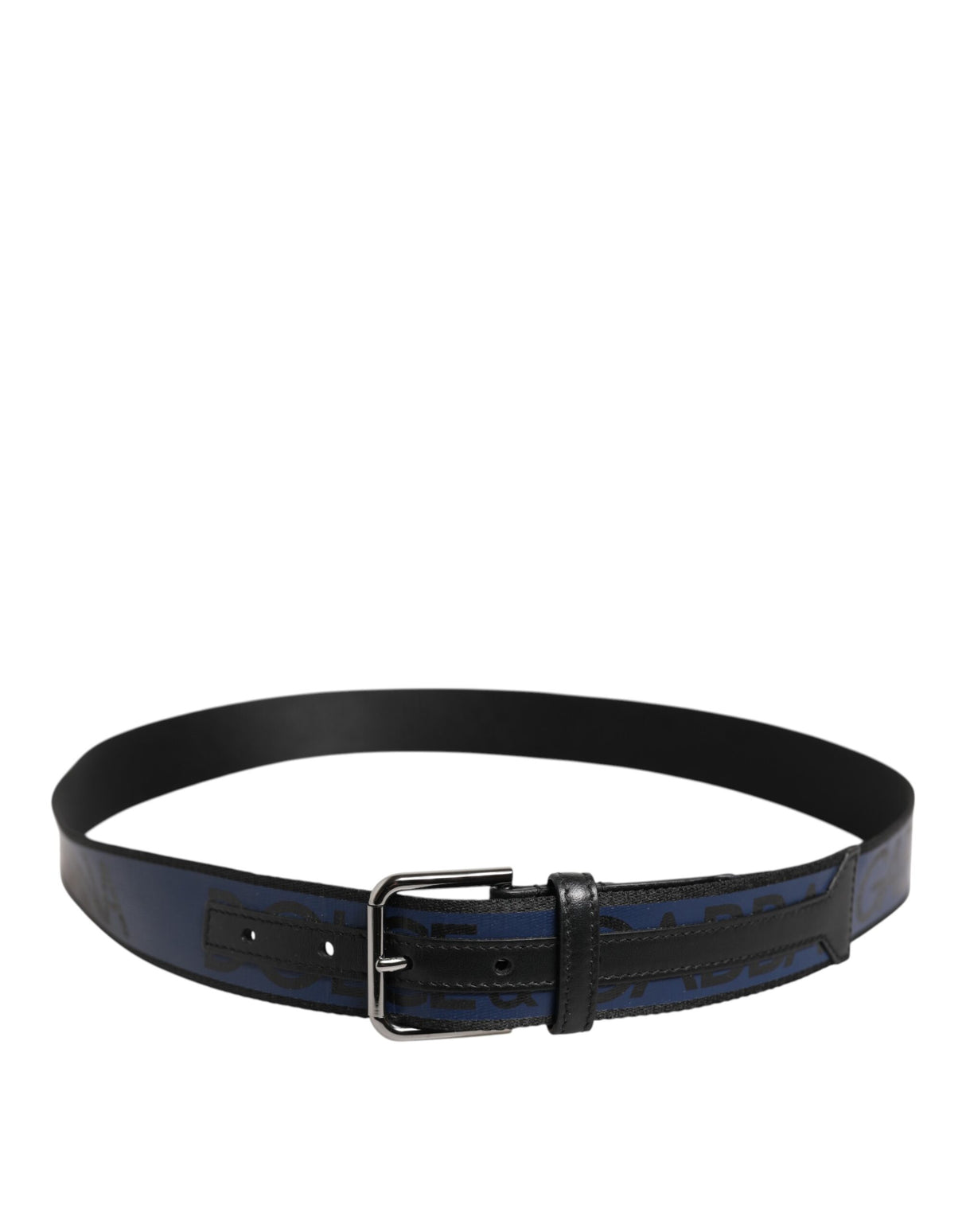 Dolce & Gabbana Blue Black Polyester Metal Buckle Belt