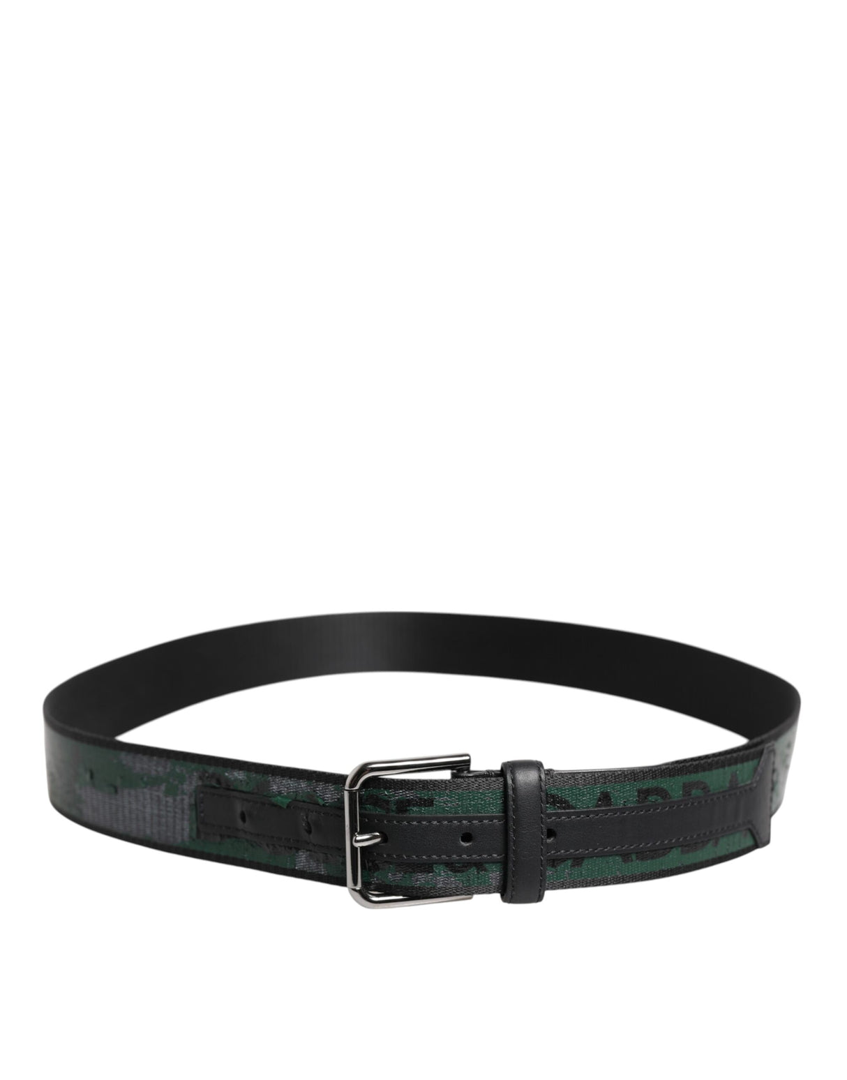 Dolce & Gabbana Green Black Polyester DG Logo Buckle Belt