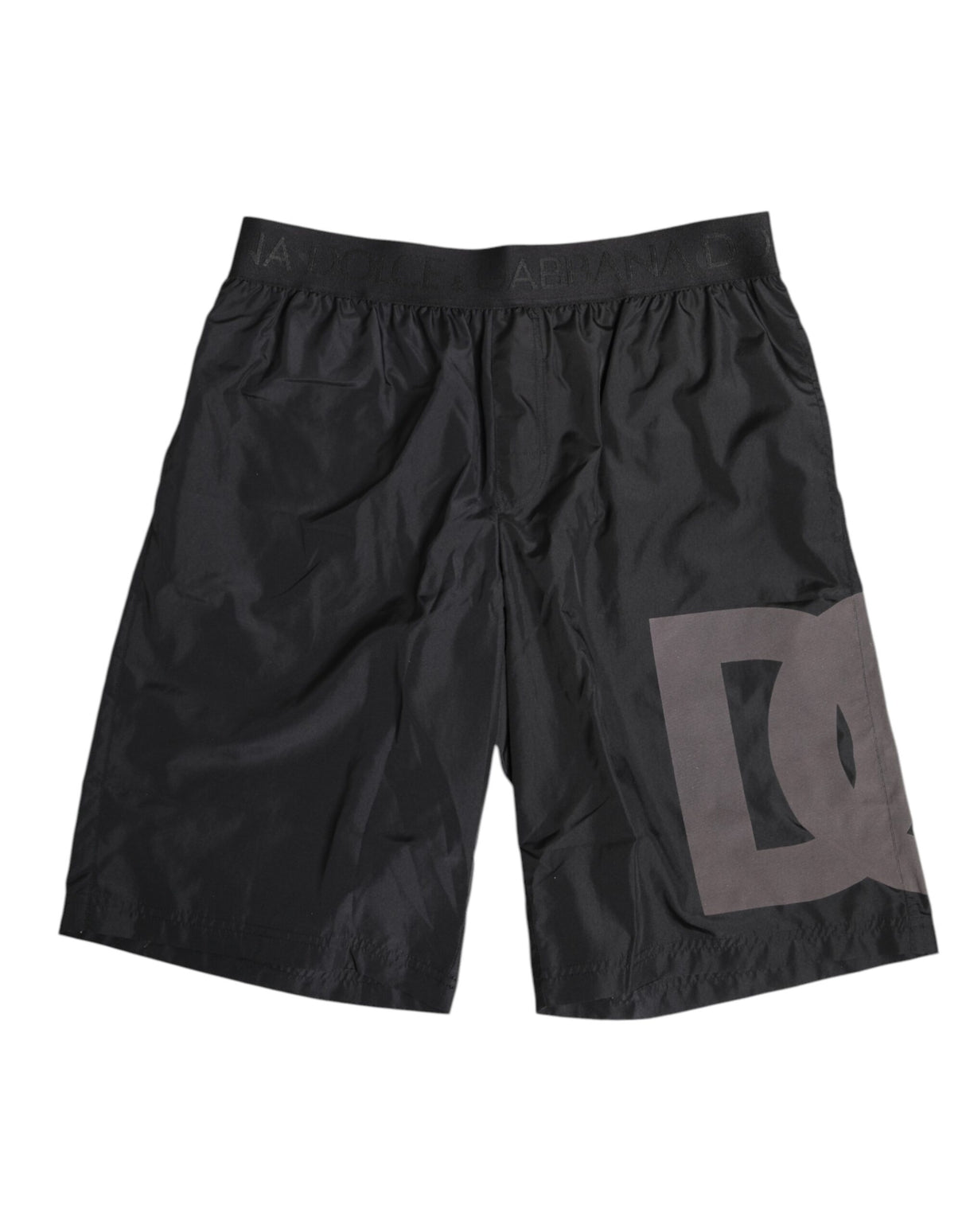 Dolce & Gabbana Black Logo Print Beachwear Men Shorts Swimwear