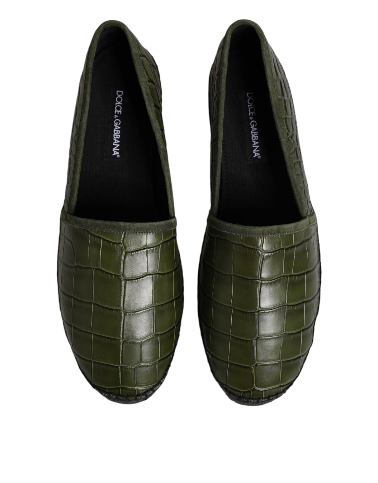 Dolce & Gabbana Green Exotic Leather Espadrilles Slip On Shoes
