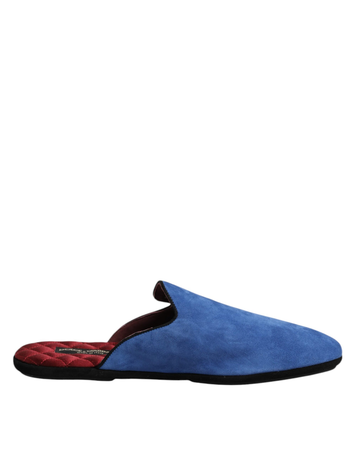 Dolce & Gabbana Blue Suede Capra Slides Flat Slipper Shoes
