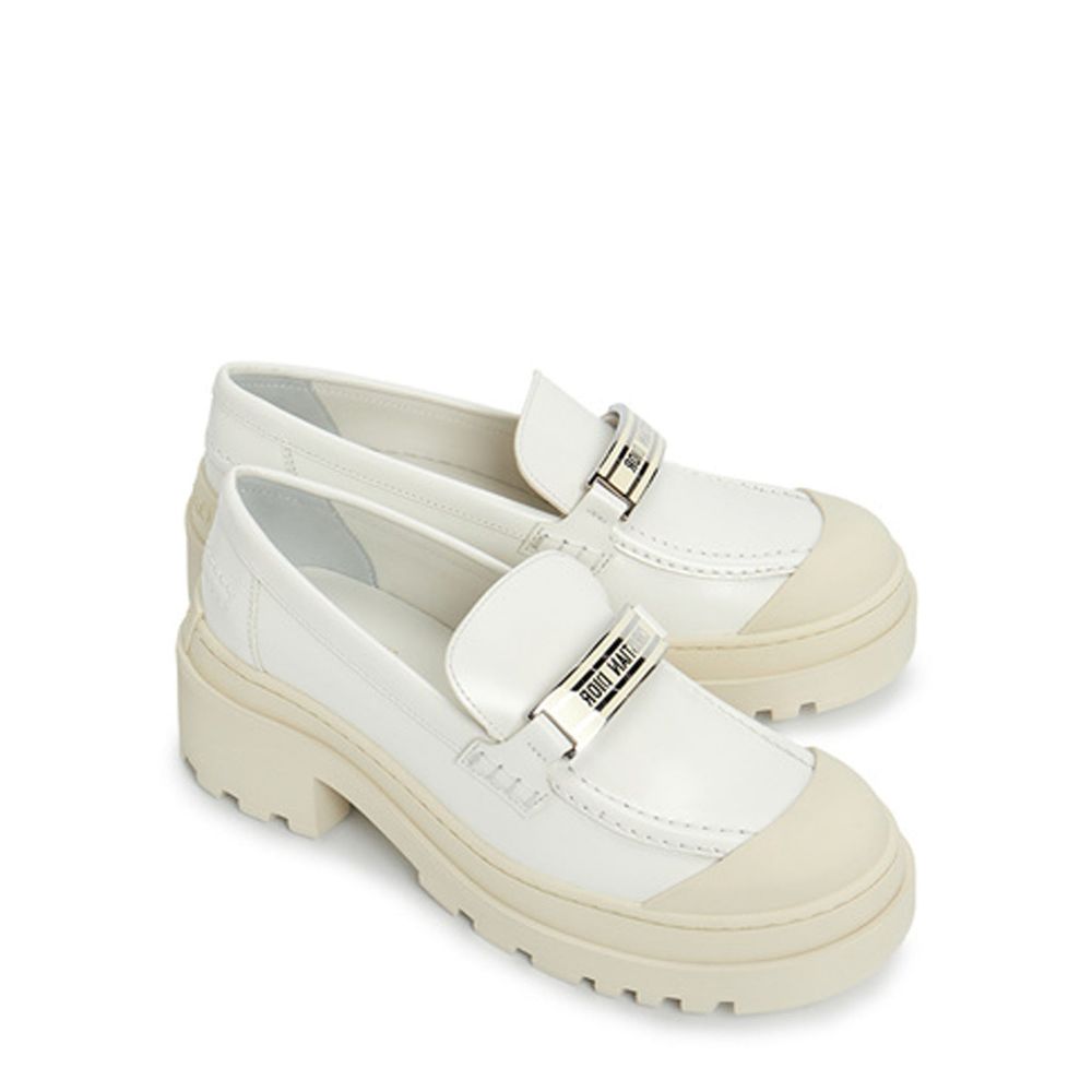 Dior White Calfskin Platform Loafers