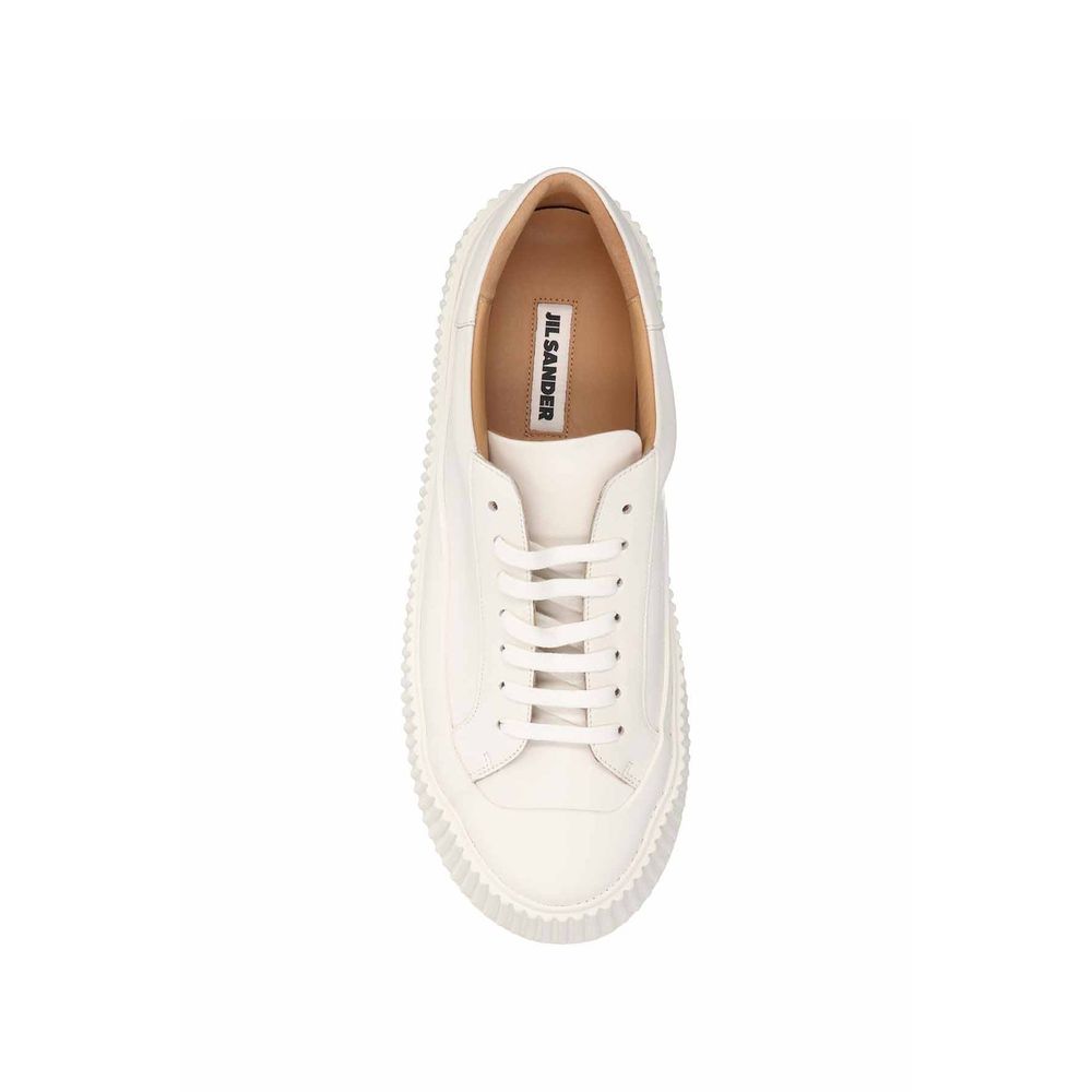 Jil Sander White Calfskin Platform Sneakers