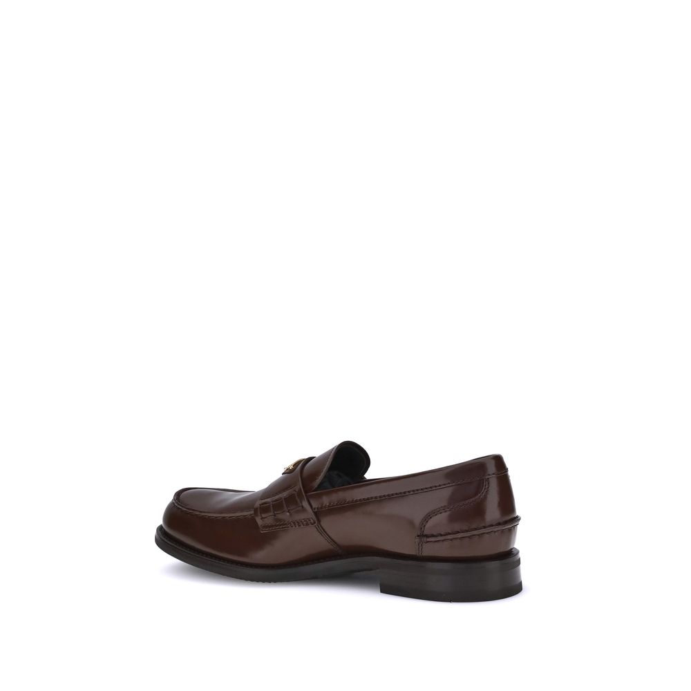 Prada Brown Calf Leather Bos Taurus Slip-On Loafers