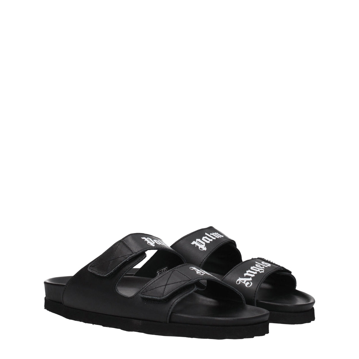 Palm Angels Black Leather Slippers