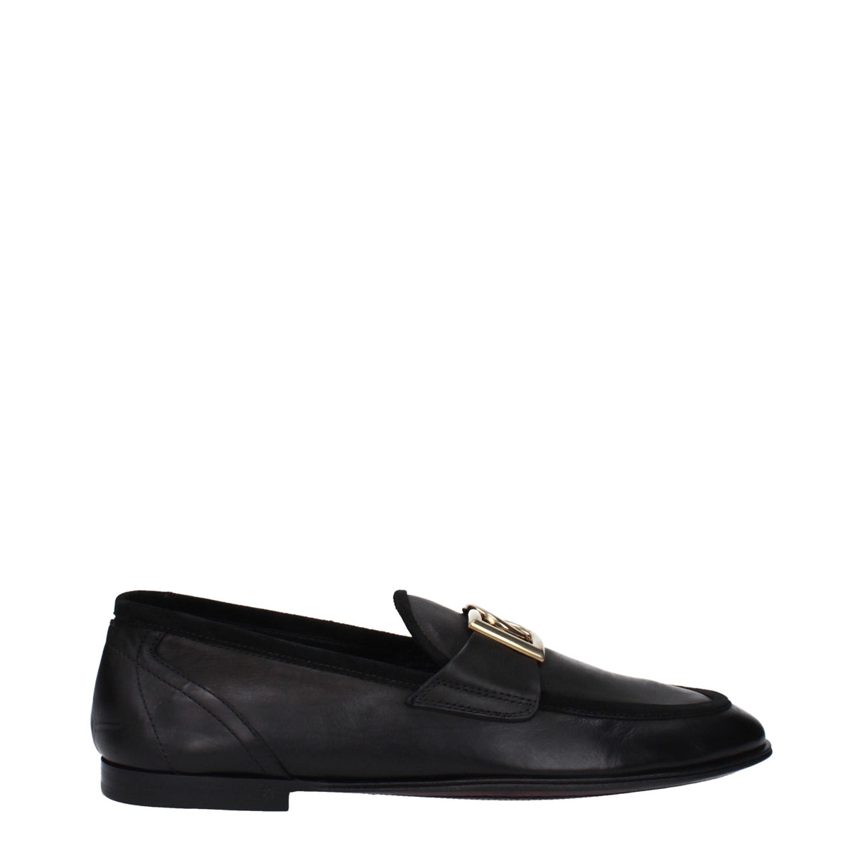 Dolce & Gabbana Black Leather Slip-On Loafers