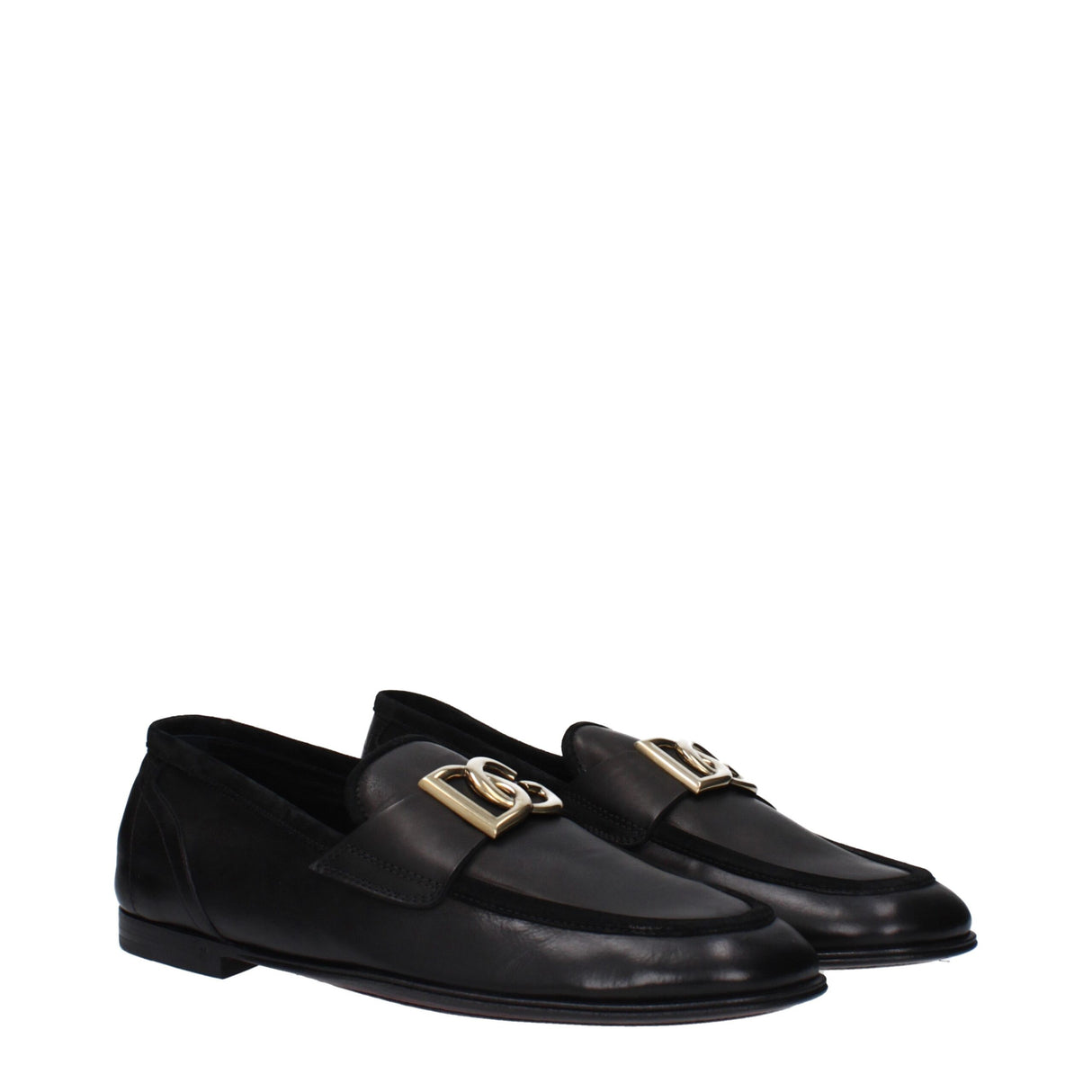 Dolce & Gabbana Black Leather Slip-On Loafers
