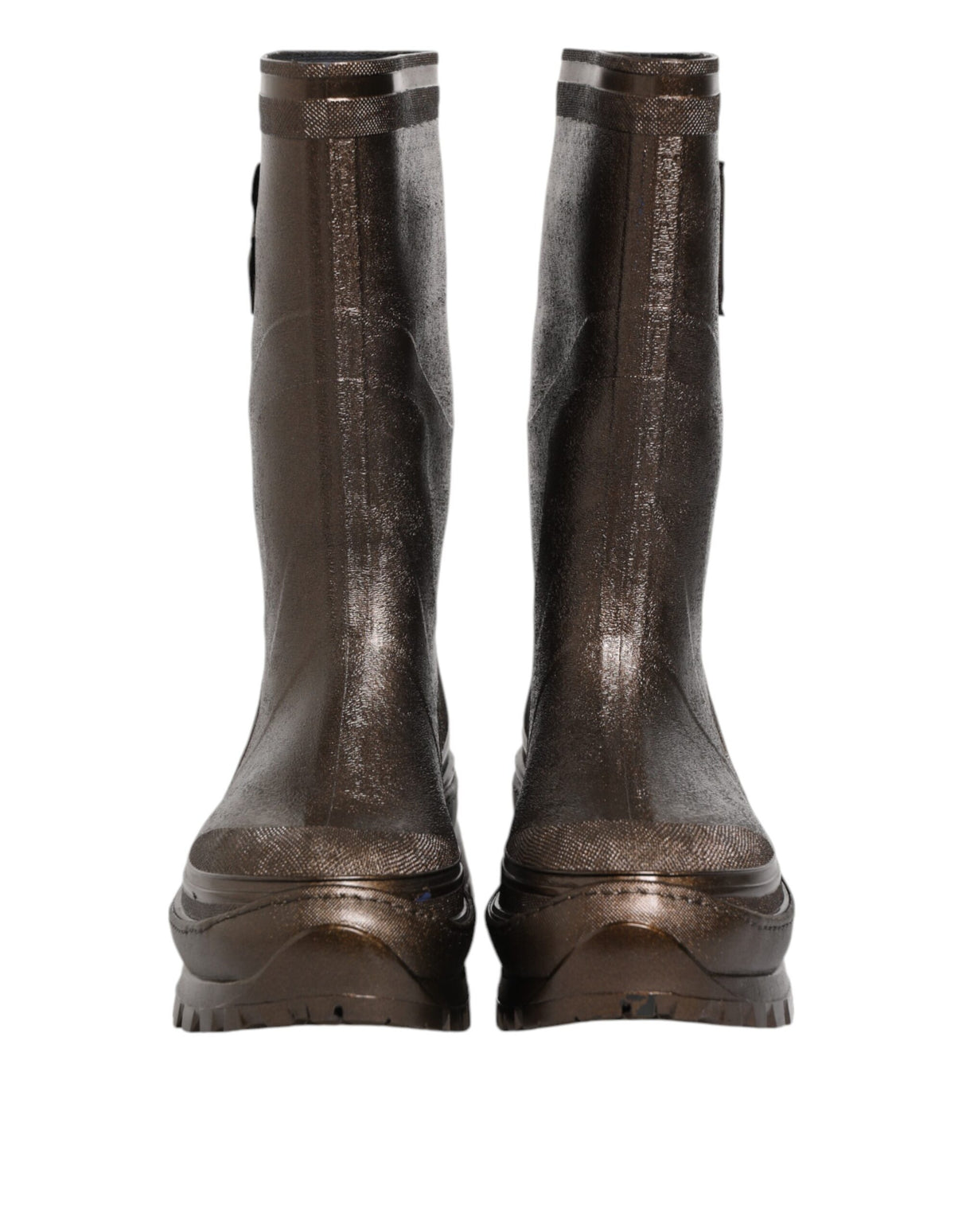 Dolce & Gabbana Metallic Brown Pull On Rain Boots Shoes