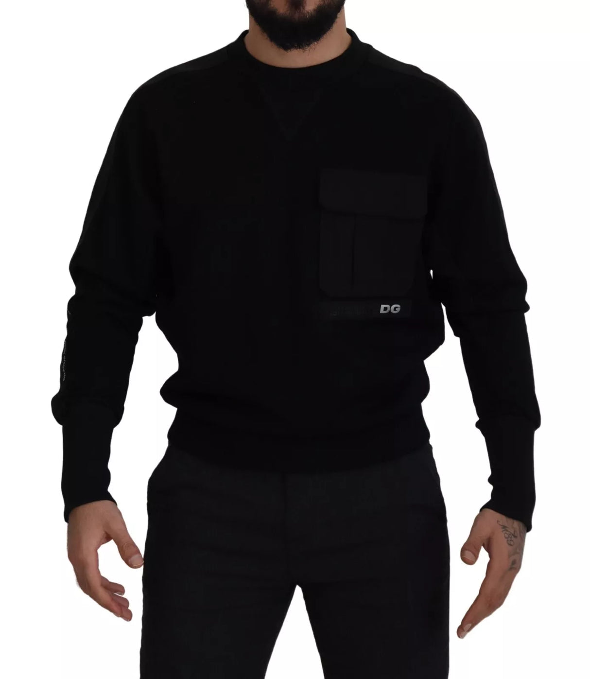 Dolce & Gabbana Black Cotton Crewneck Sweatshirt Sweater
