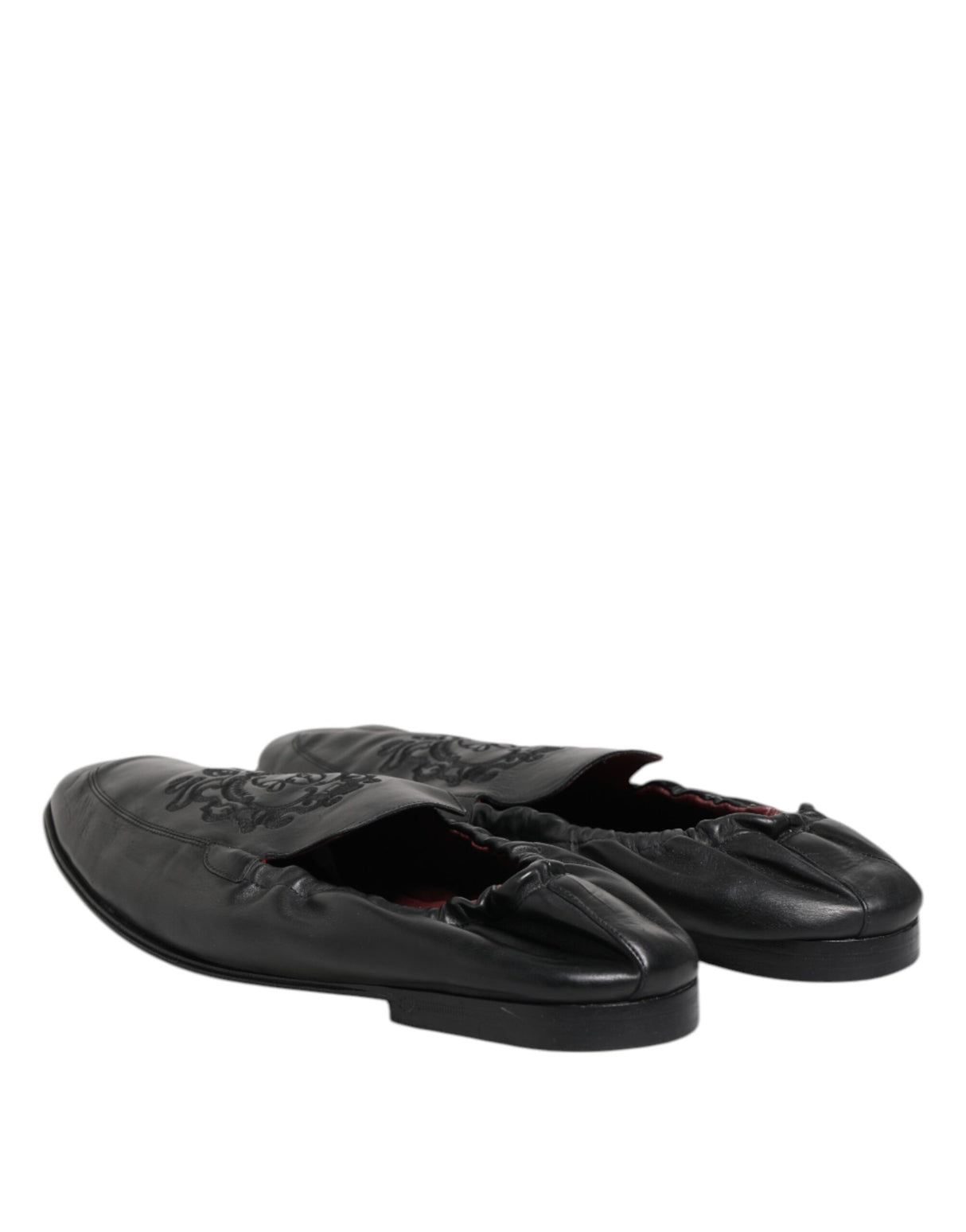 Dolce & Gabbana Black Leather Slip On Men Flat Loafers Shoes