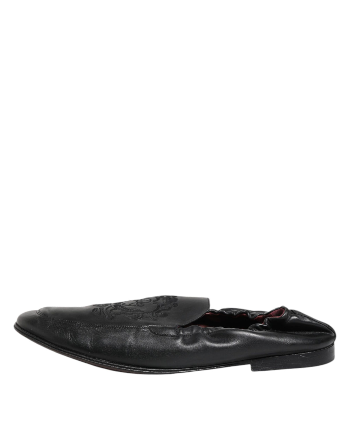 Dolce & Gabbana Black Leather Slip On Men Flat Loafers Shoes