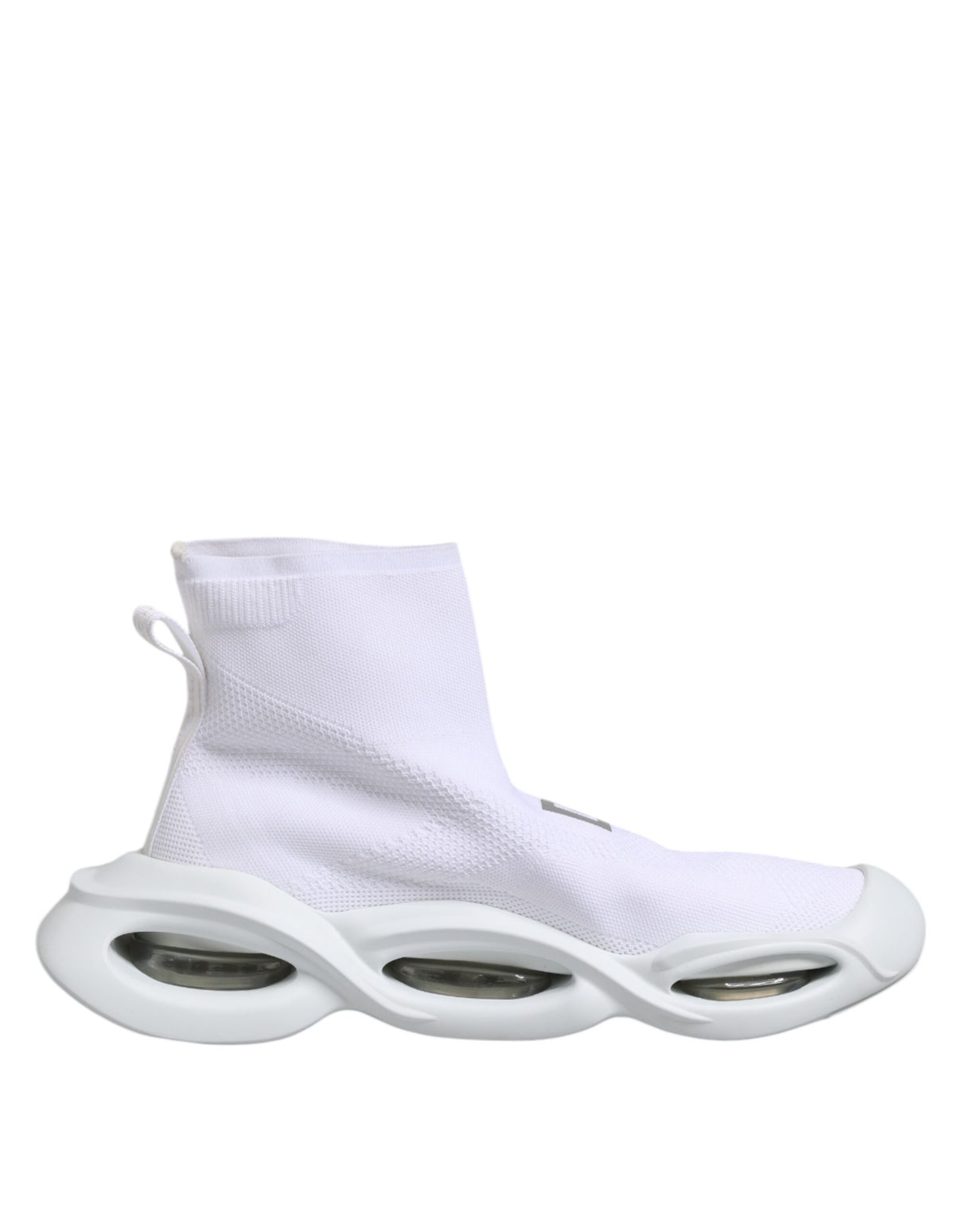 Dolce & Gabbana White Silver Slip On Wave Socks Sneakers Shoes