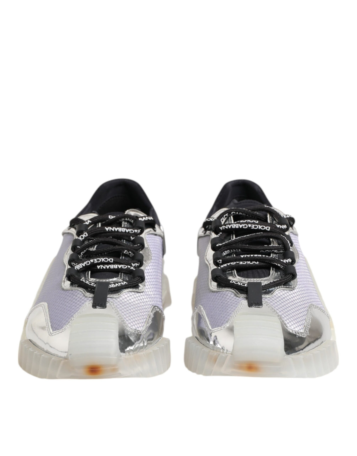 Dolce & Gabbana Silver Black Nylon NS1 Low Top Sneakers Shoes
