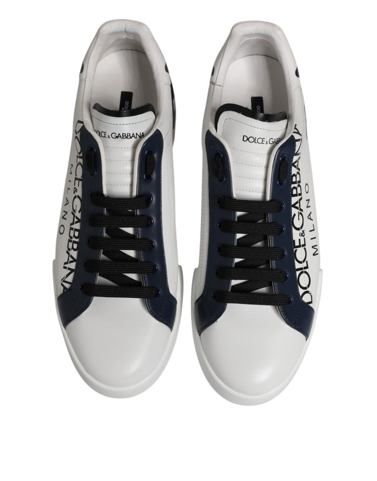Dolce & Gabbana White Blue Crown Low Top Sneakers Shoes