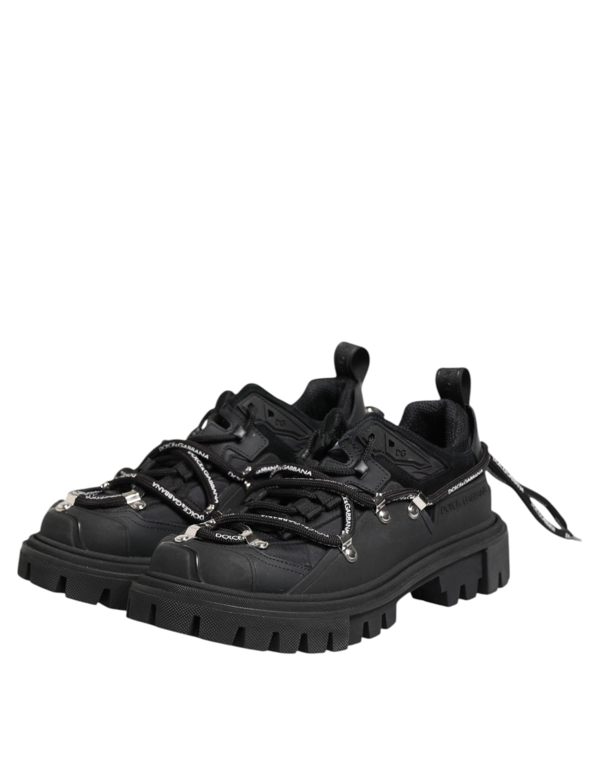 Dolce & Gabbana Black Low Top Lace Up Trekking Sneakers Shoes