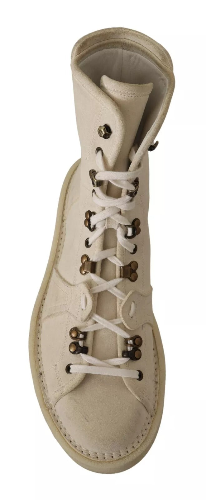 Dolce & Gabbana White Leather Lace Up Mens Boots