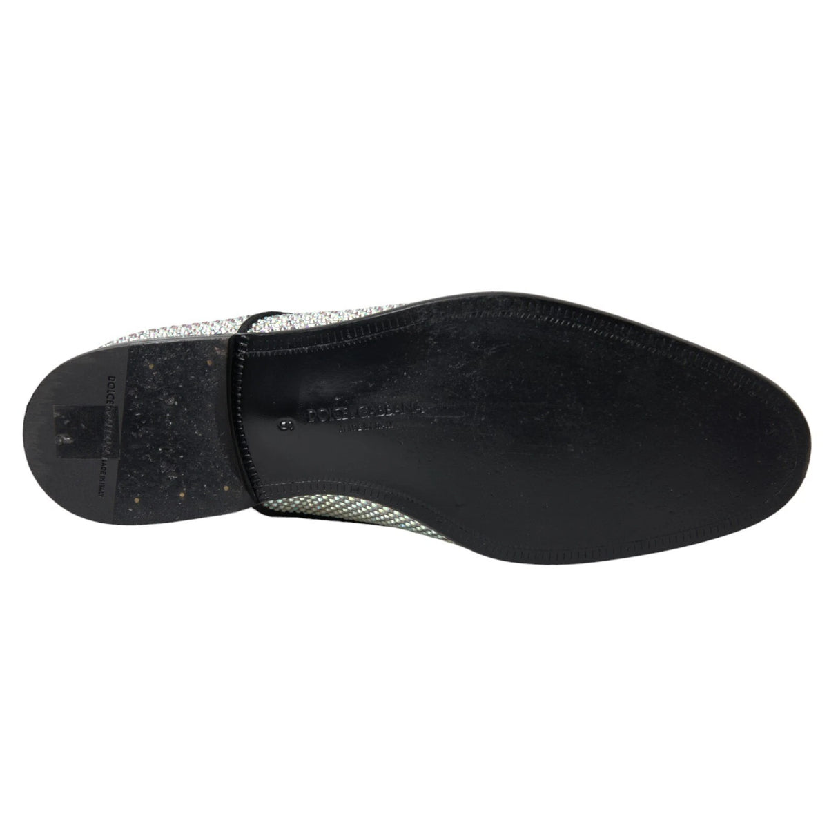 Dolce & Gabbana Silver Leather Rhinestones Derby Shoes