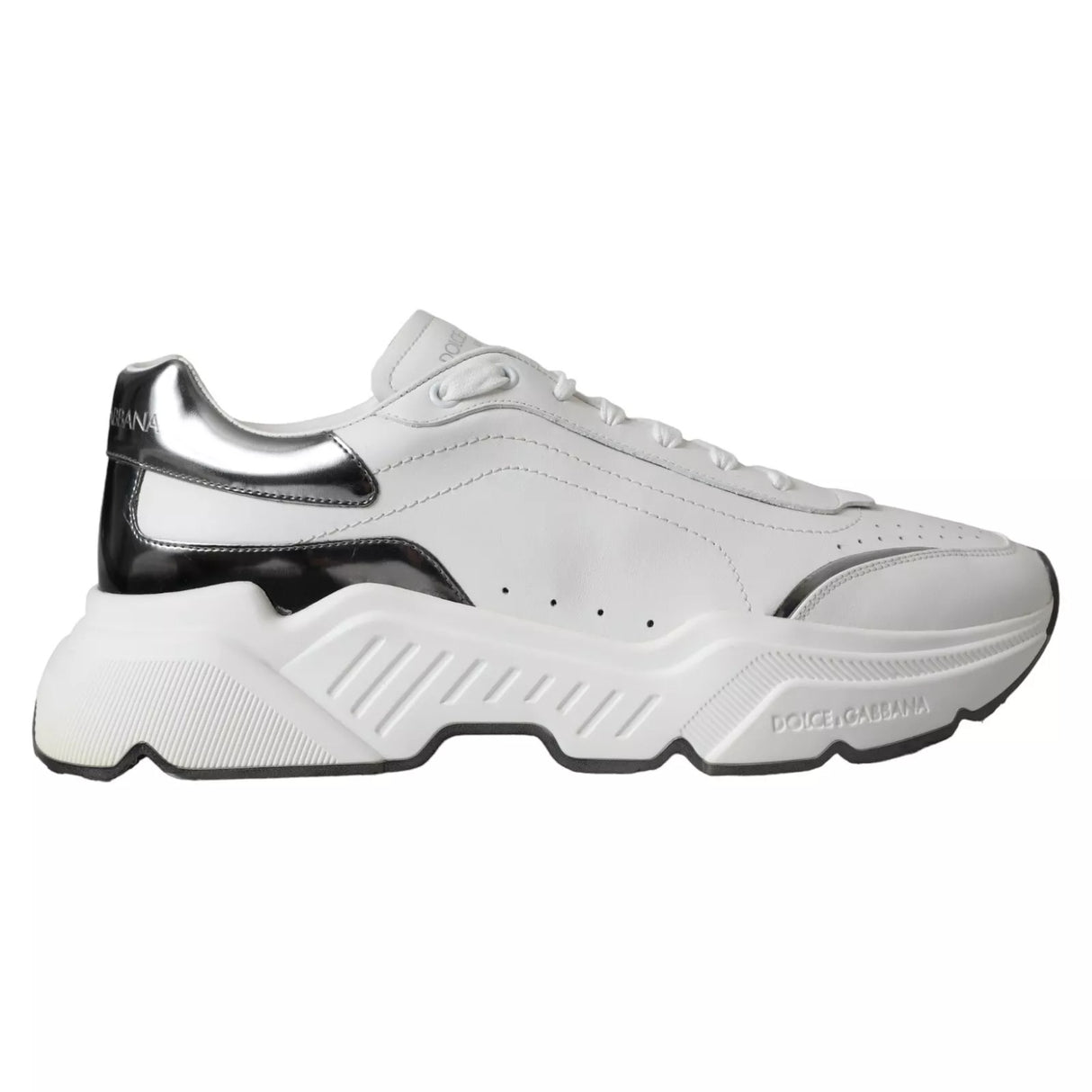 Dolce & Gabbana White Silver Leather Sport DAYMASTER Sneakers