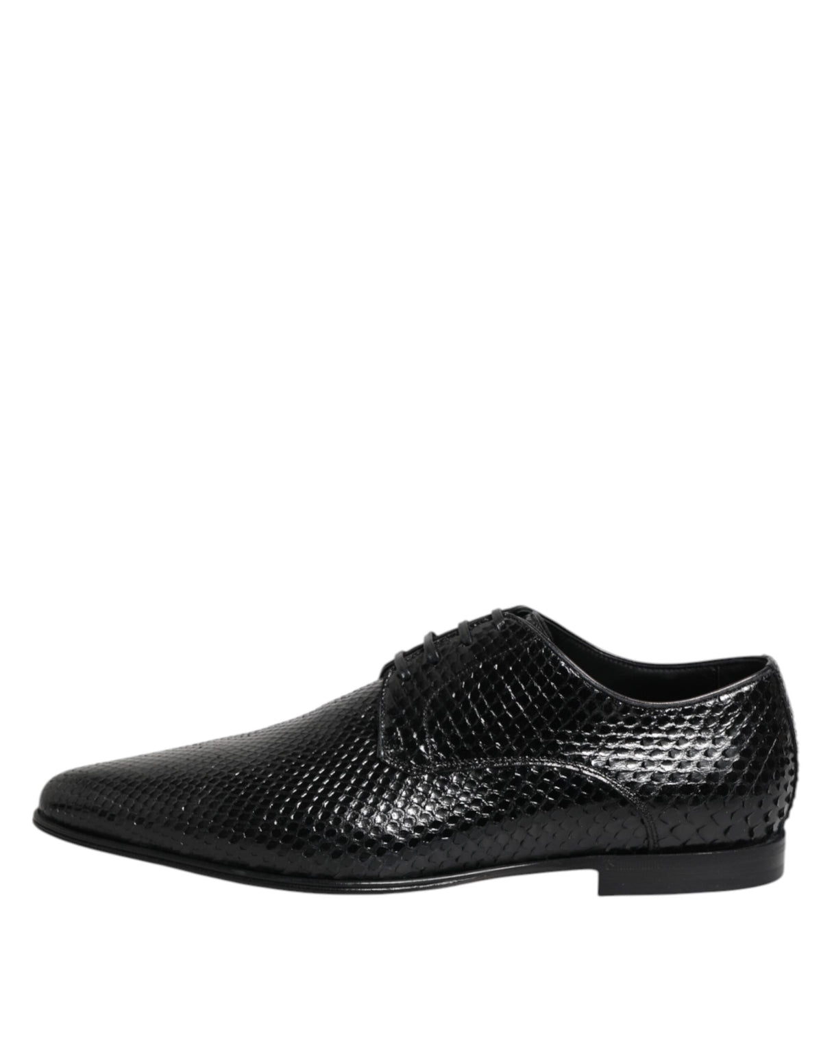Dolce & Gabbana Black Exotic Leather Lace Up Derby Shoes