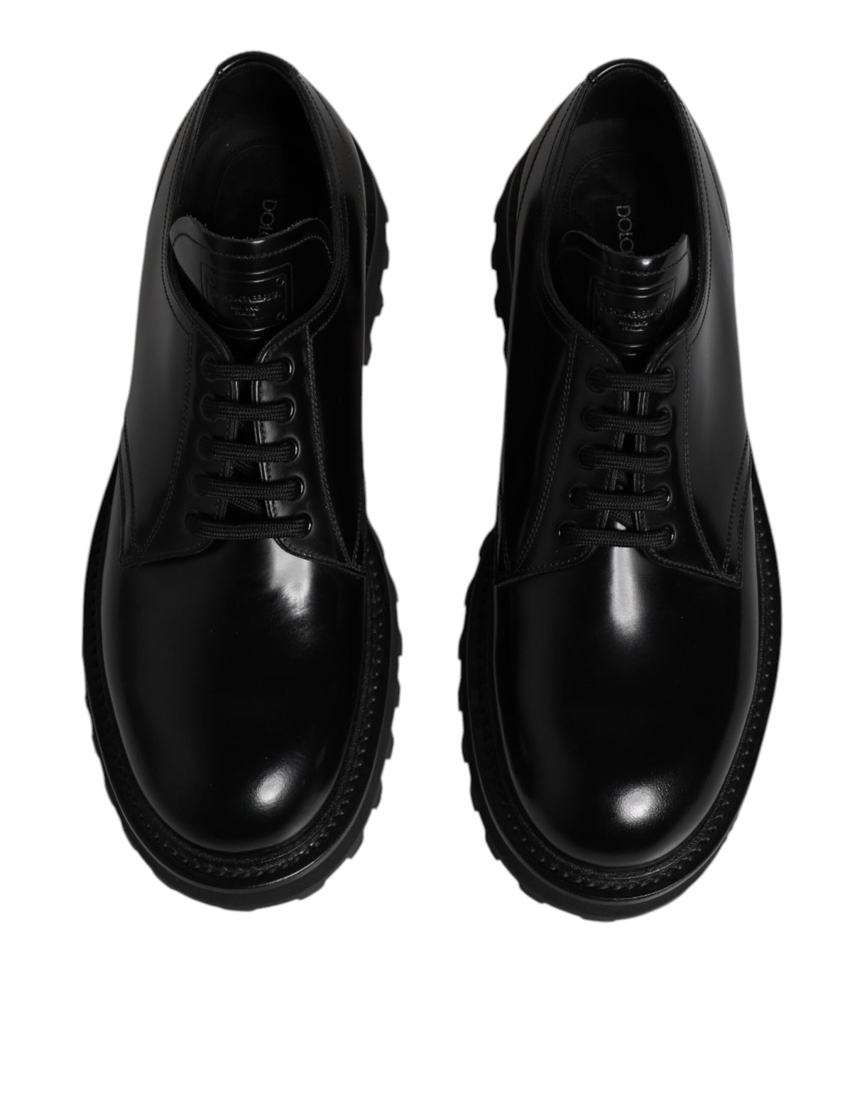 Dolce & Gabbana Black Leather Lace Up Trekking Dress Shoes