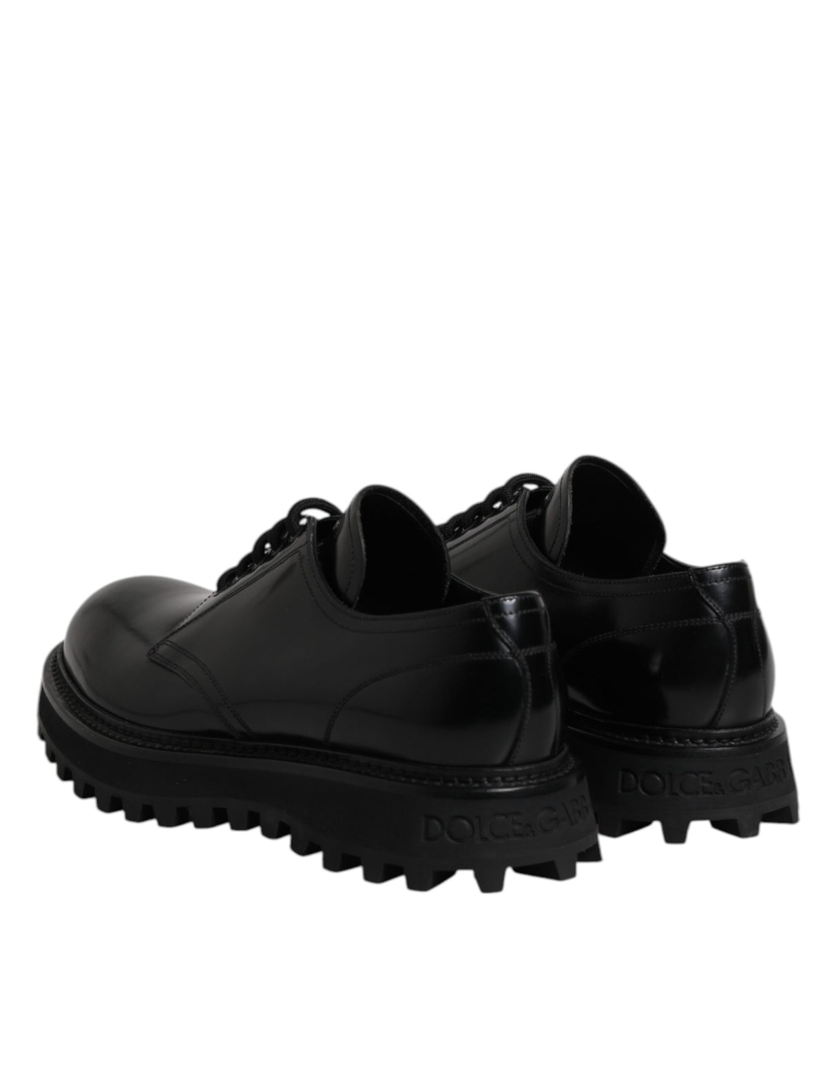Dolce & Gabbana Black Leather Lace Up Trekking Dress Shoes