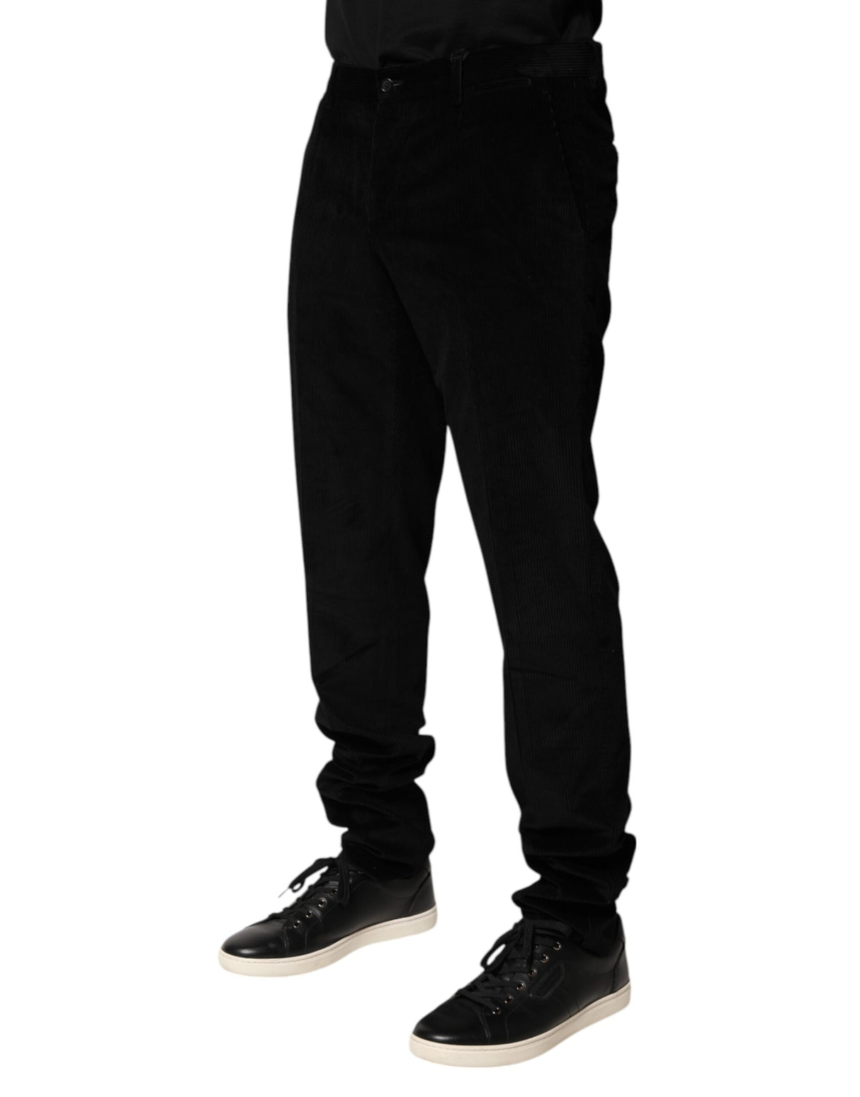 Dolce & Gabbana Black Cotton Men Dress Formal Trouser Pants