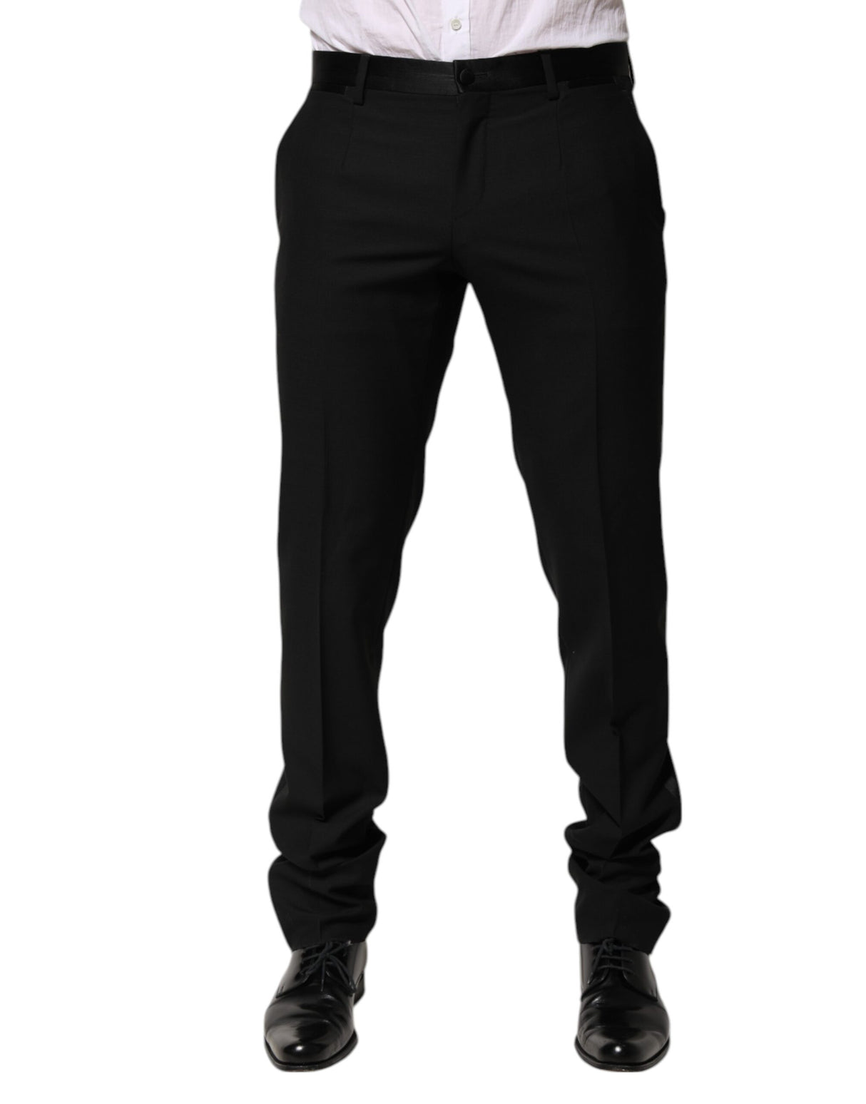 Dolce & Gabbana Black Wool Tapered Formal Men Dress Pants