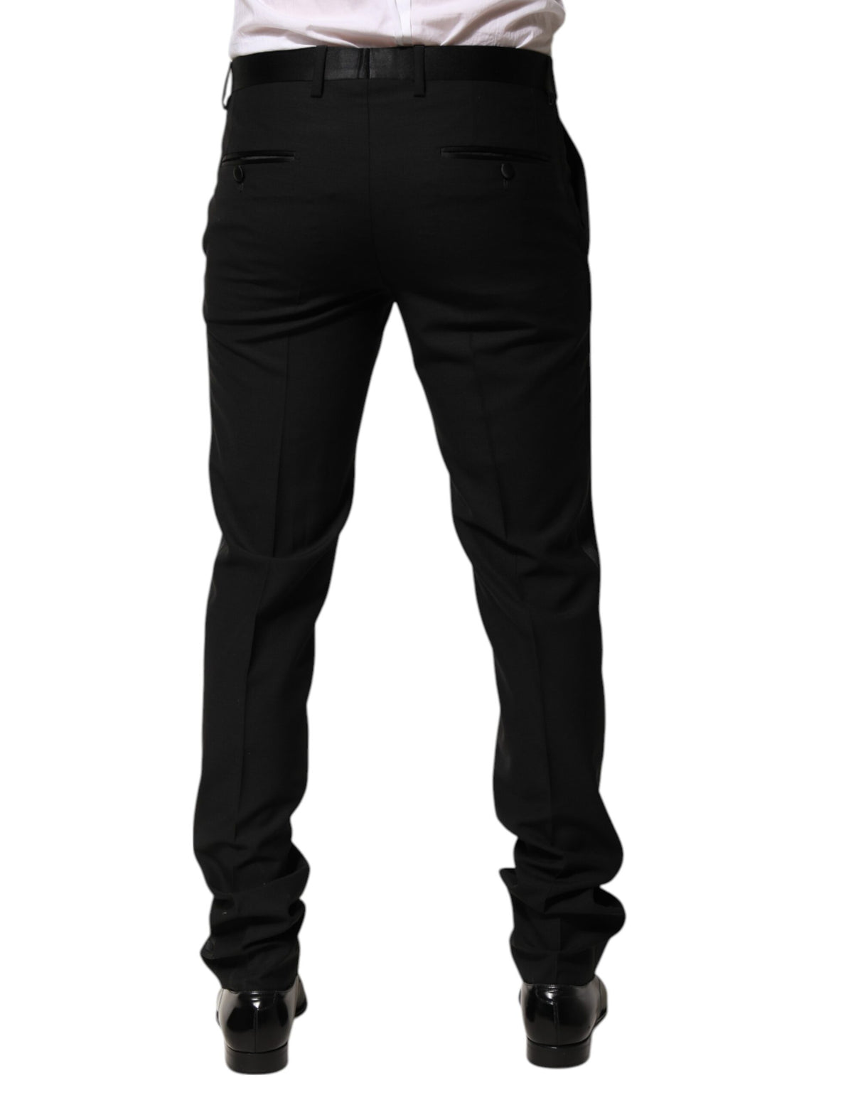 Dolce & Gabbana Black Wool Tapered Formal Men Dress Pants