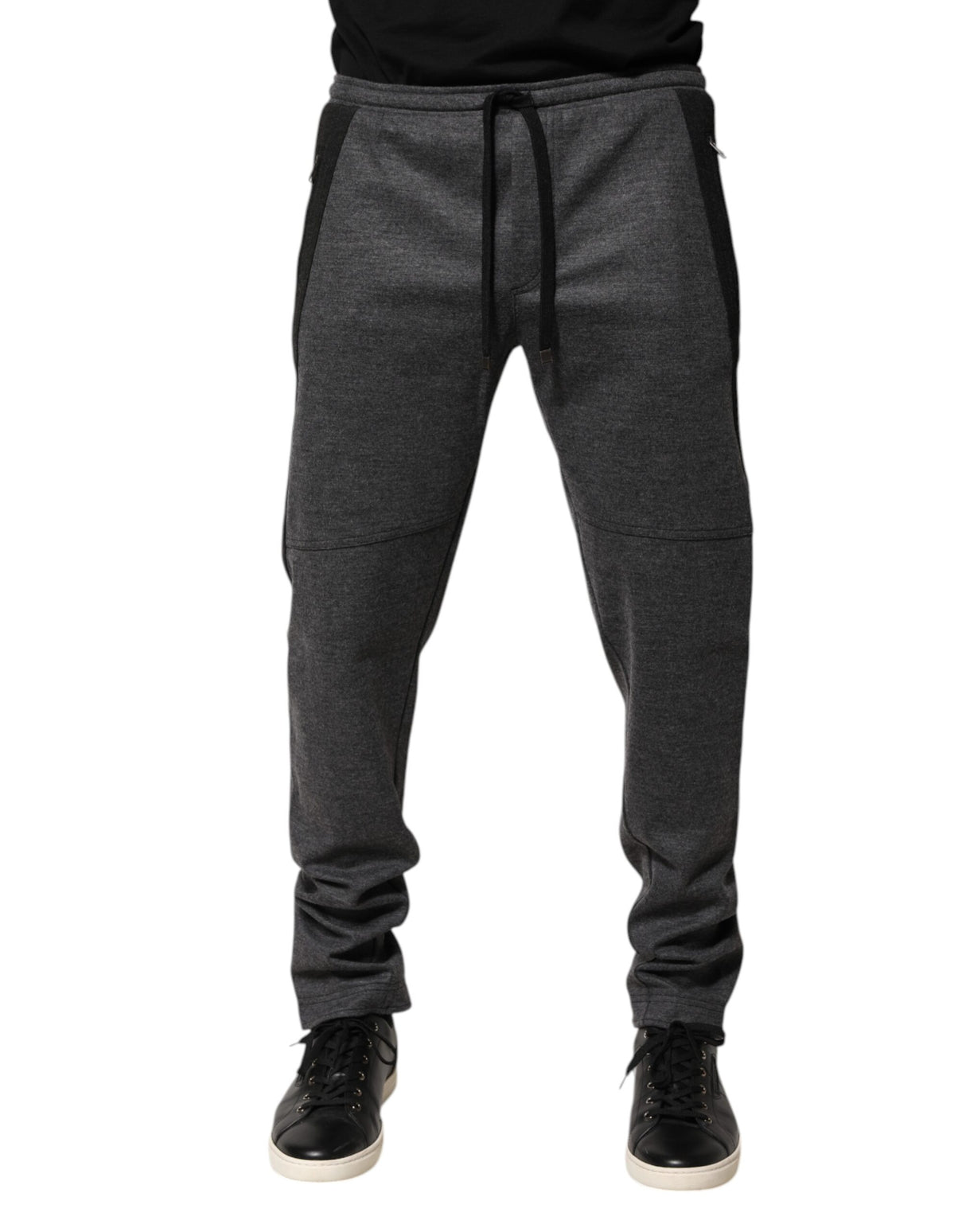 Dolce & Gabbana Gray Black Wool Blend Jogger Sweatpants Pants