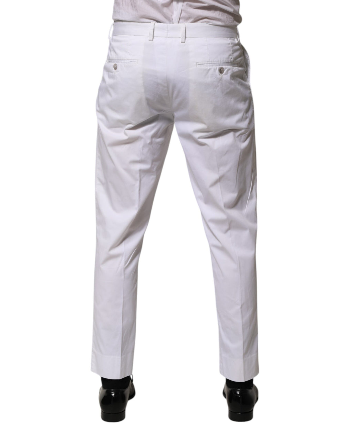 Dolce & Gabbana White Cotton Dress Slim Formal Trouser Pants