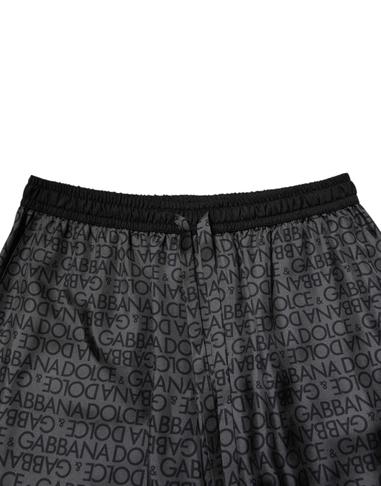 Dolce & Gabbana Gray Black Silk DG Logo Men Bermuda Shorts