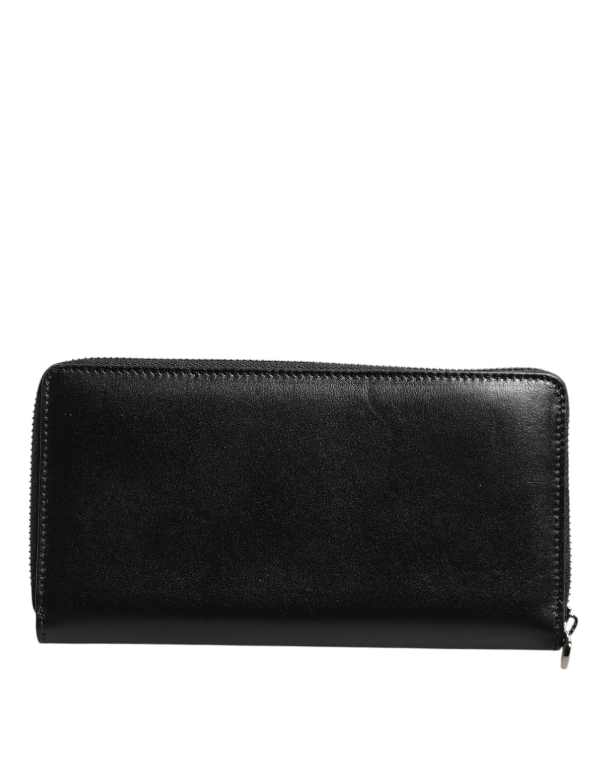 Dolce & Gabbana Black Leather DG Plaque Zip Around Continental Wallet