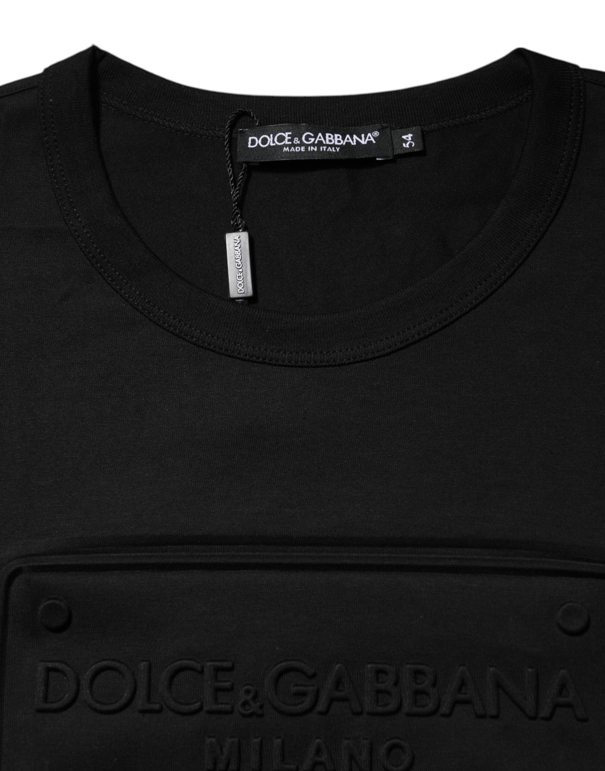 Dolce & Gabbana Black Embossed Logo Cotton Crew Neck T-shirt