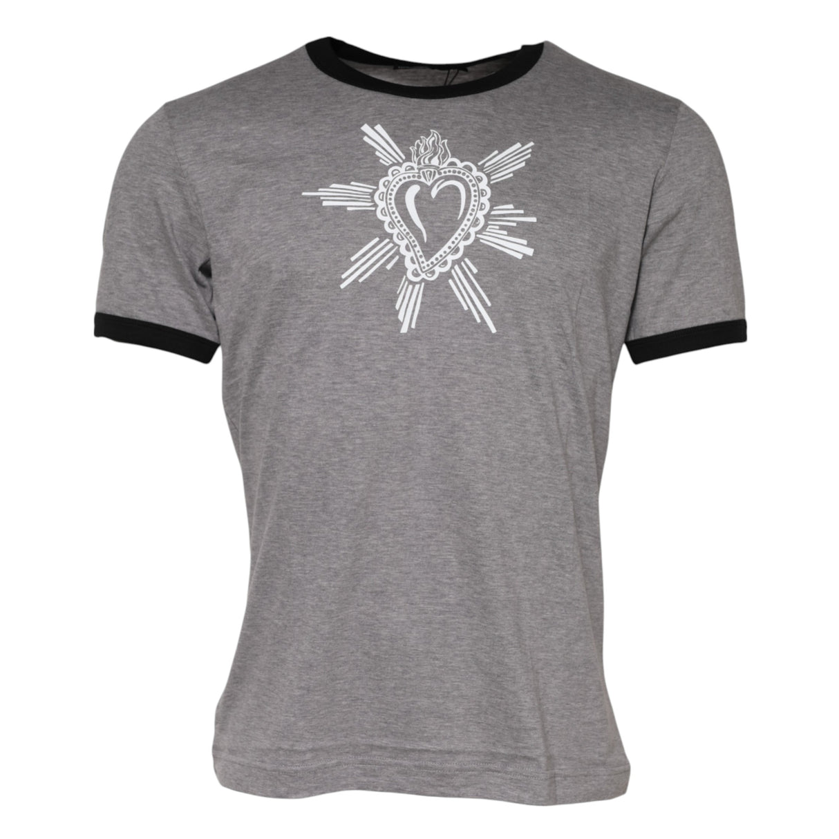 Dolce & Gabbana Gray Sacred Heart Cotton Crew Neck T-shirt