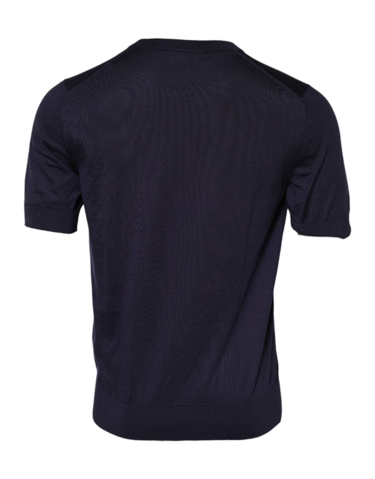 Dolce & Gabbana Dark Blue Silk Crew Neck Short Sleeves T-shirt