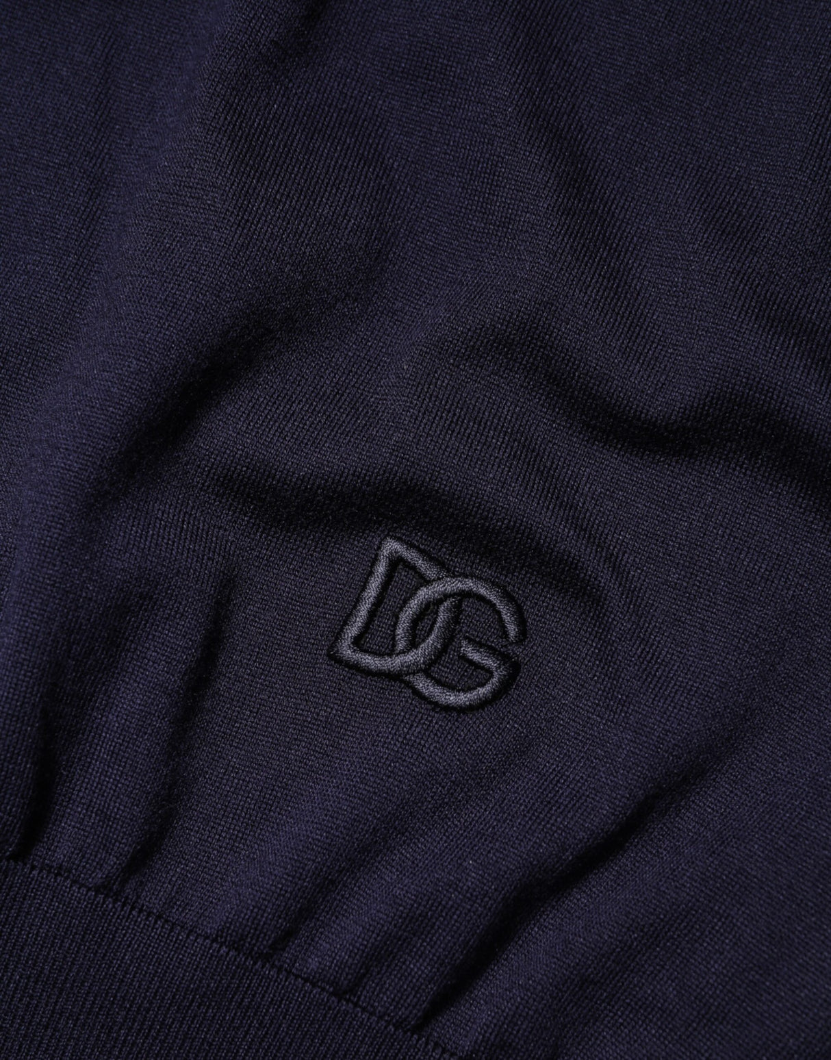 Dolce & Gabbana Dark Blue Silk Crew Neck Short Sleeves T-shirt