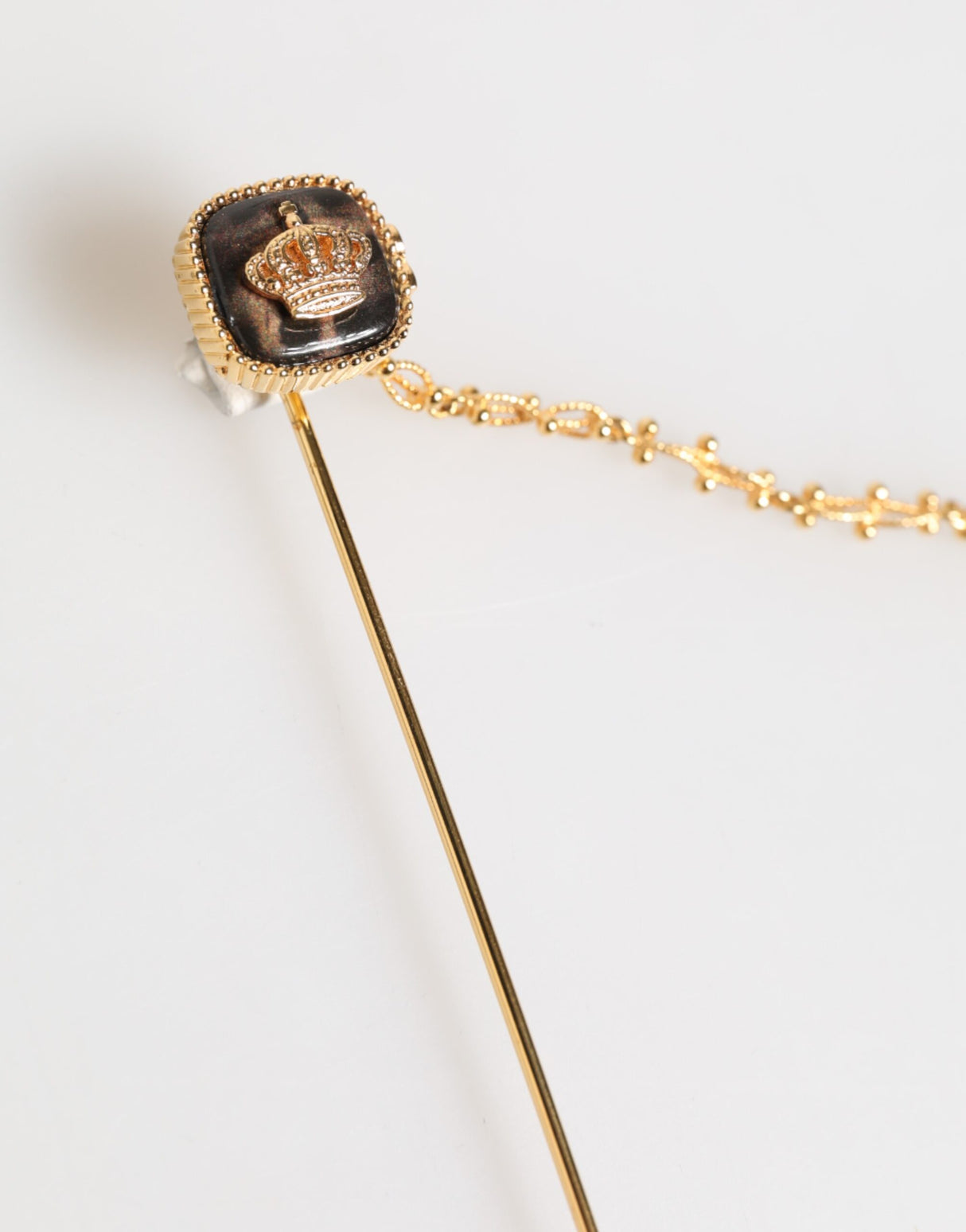 Dolce & Gabbana DG Crown Gold Chain Mens Accessories Brooch Lapel Pin