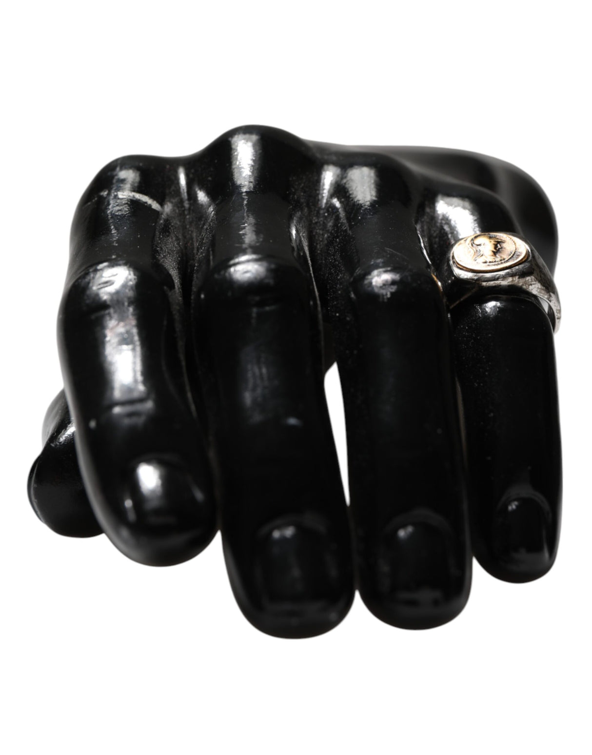 Dolce & Gabbana Silver Tone Engraved Two Color Real Brass Ring