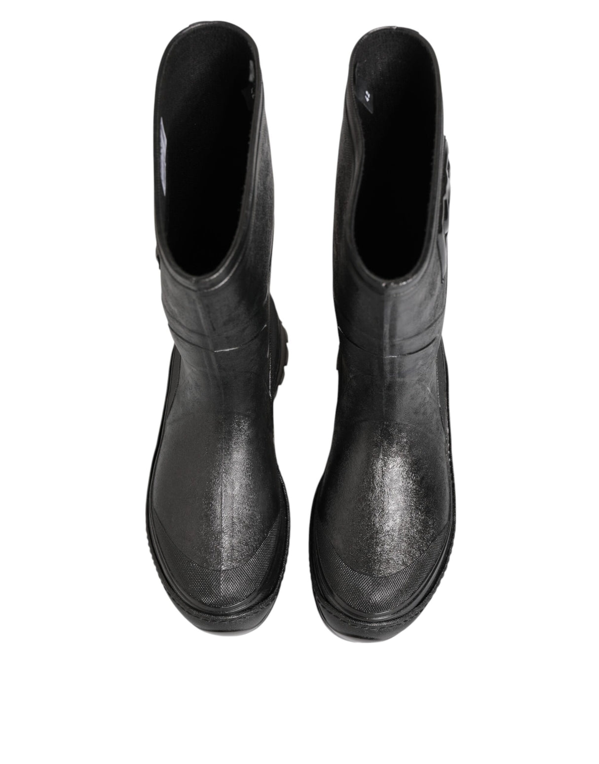 Dolce & Gabbana Metallic Black Pull On Rain Boots Men Shoes