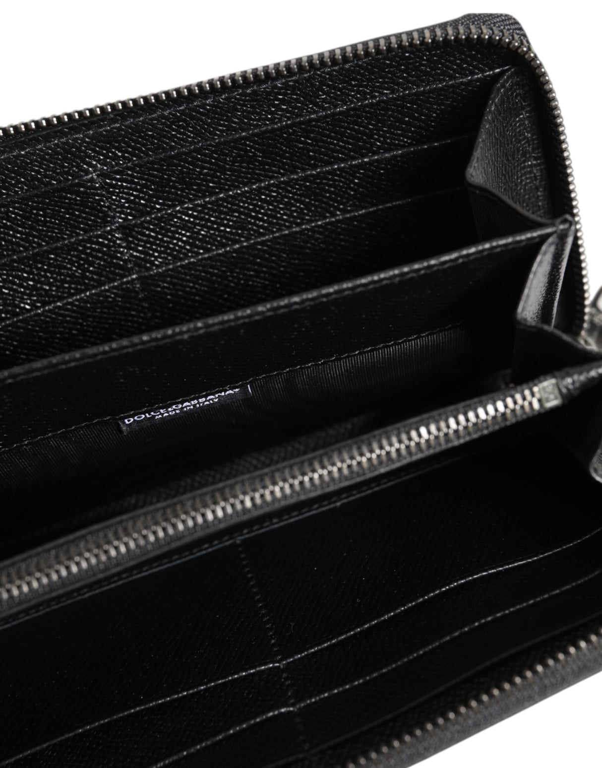 Dolce & Gabbana Black Leather #DGFAMILY Zipper Continental Mens Wallet
