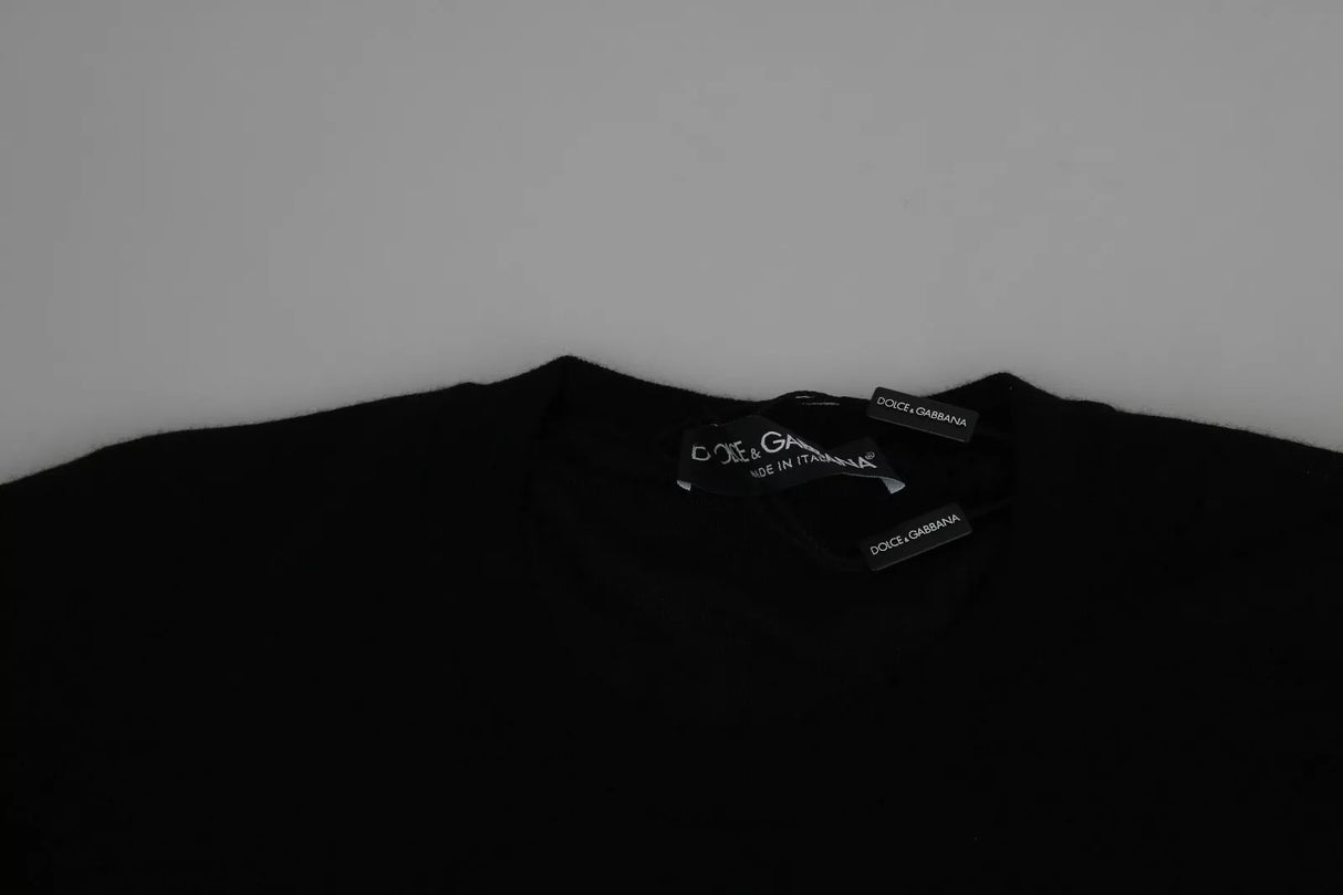 Dolce & Gabbana Black Cashmere Crewneck Pullover Sweater