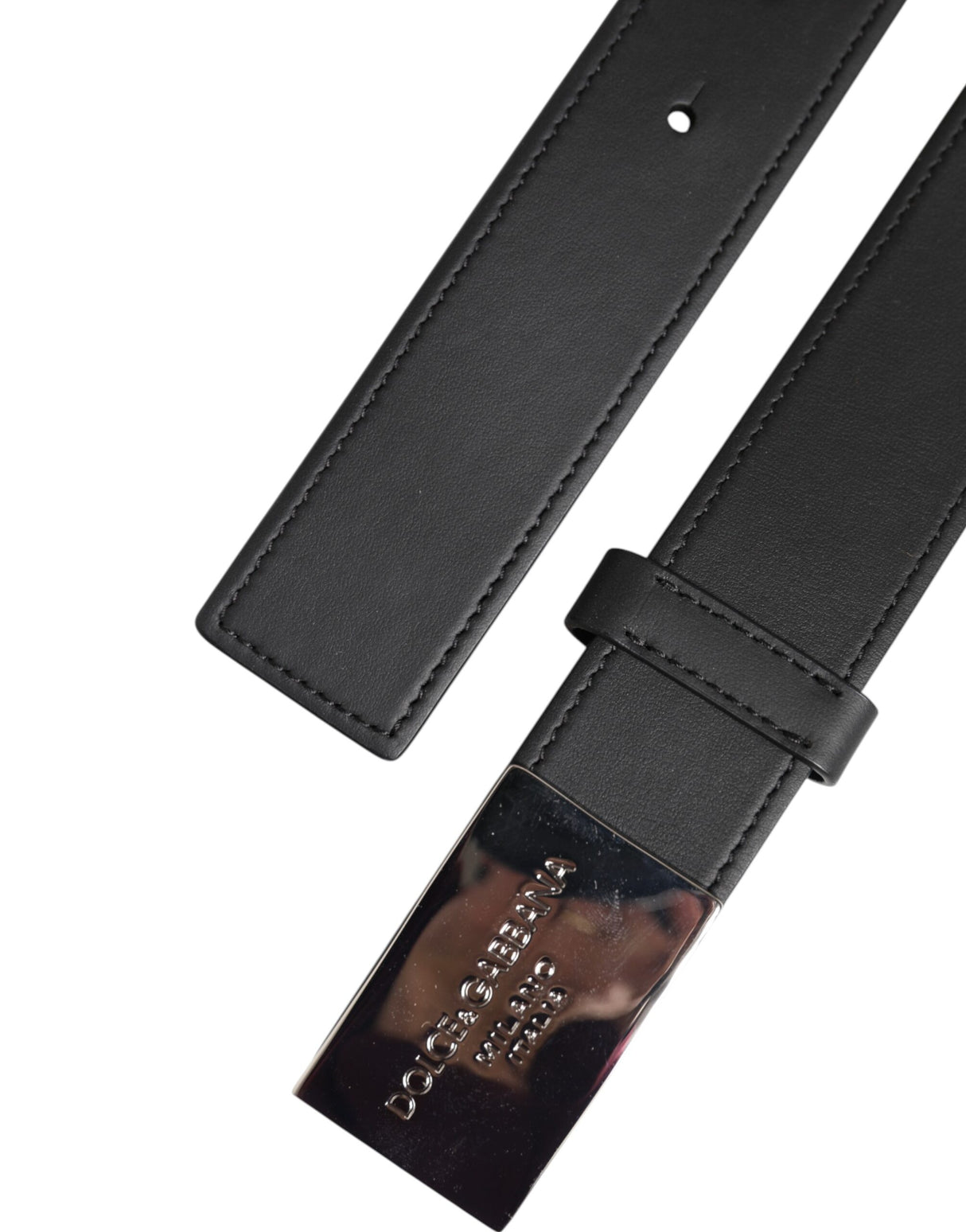 Dolce & Gabbana Black Leather Classic Metal Logo Buckle Belt