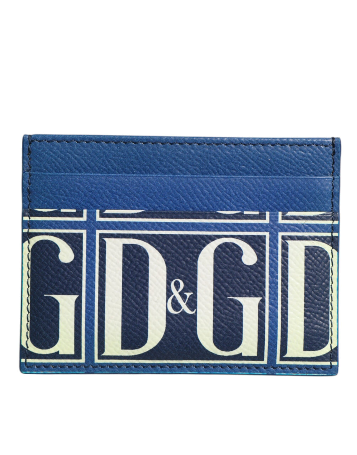Dolce & Gabbana Blue Calf Leather DG Logo Print Monogram Card Holder Wallet