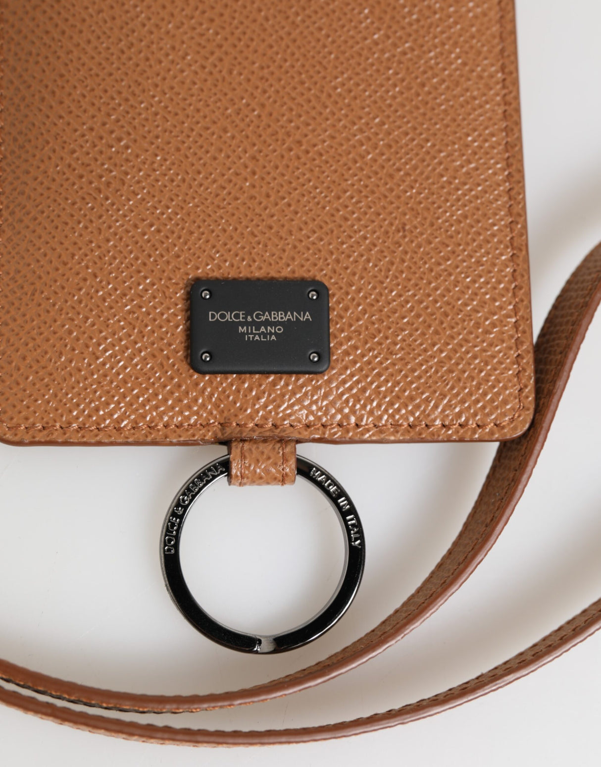 Dolce & Gabbana Dark Brown Leather Lanyard Logo Card Holder Men Wallet