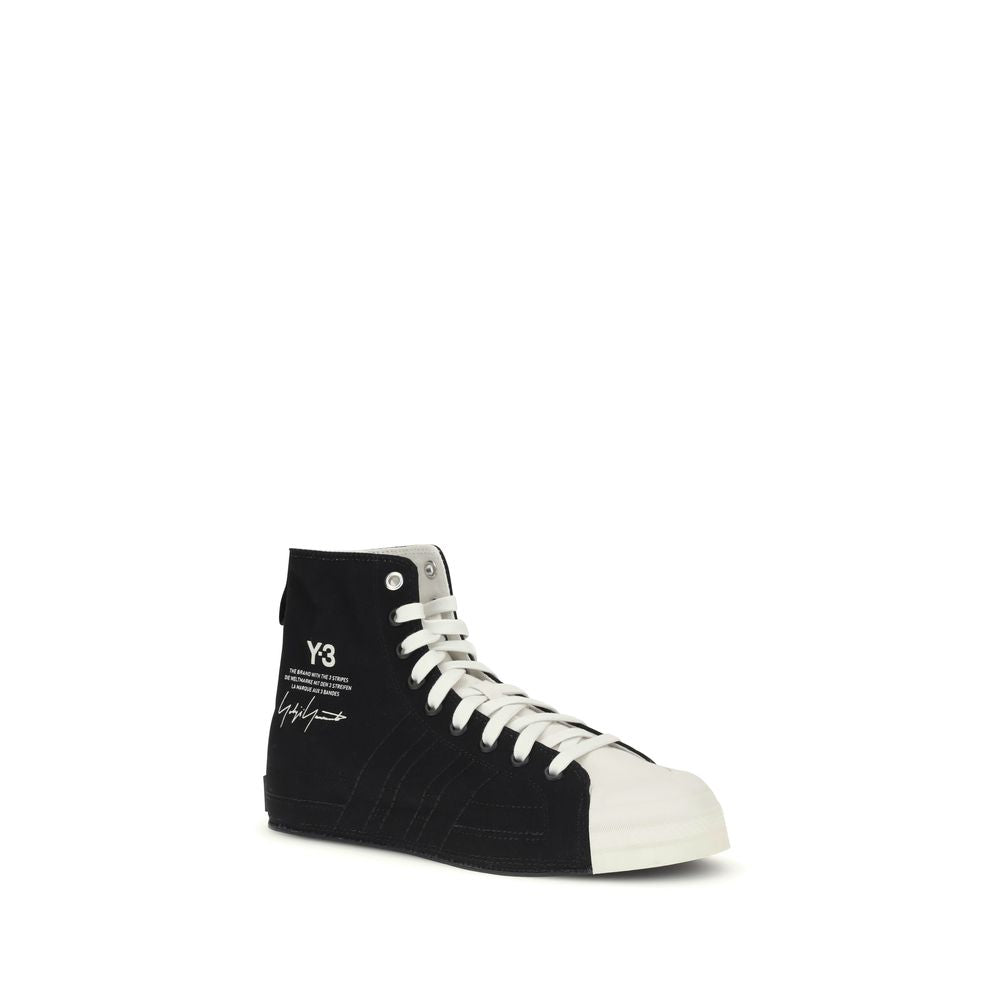 Y-3 Black Fabric High Top Sneakers