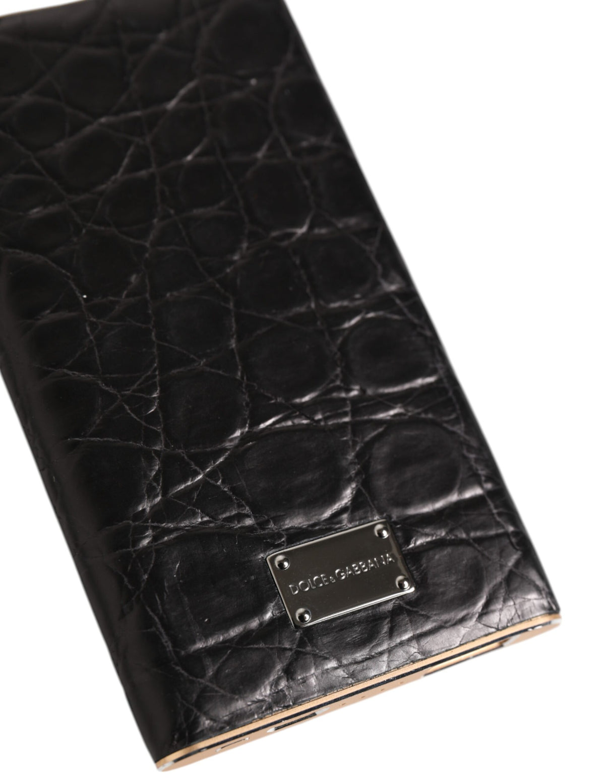 Dolce & Gabbana Black Leather Embossed Exotic 3000mAh Power Bank Charger USB