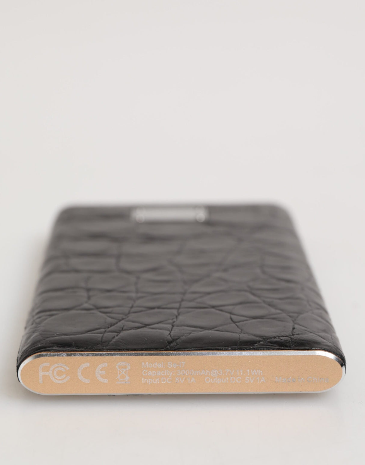 Dolce & Gabbana Black Leather Embossed Exotic 3000mAh Power Bank Charger USB