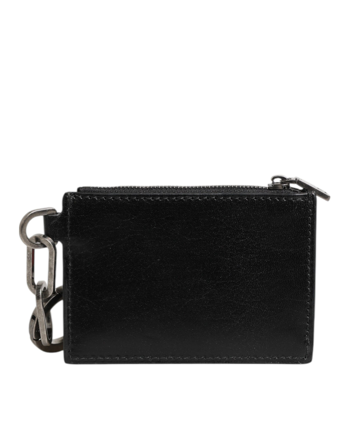 Dolce & Gabbana Black Leather Zip Logo Keyring Coin Purse Keyring Wallet