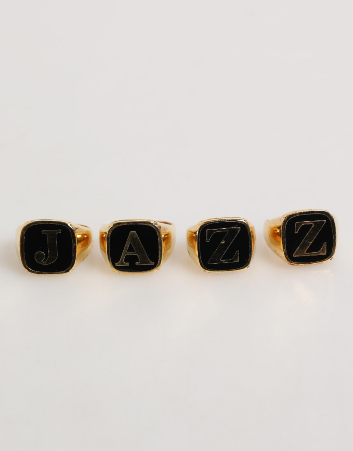Dolce & Gabbana Gold Tone Brass JAZZ Letter Set 4 Pieces Adjustable Ring